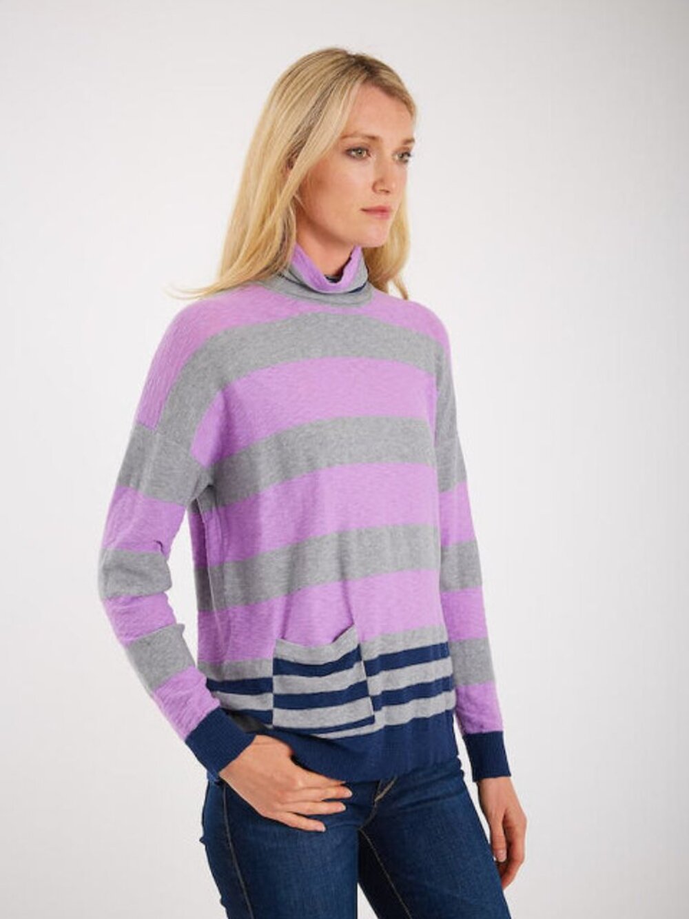 Cotton Slub Striped Pullover